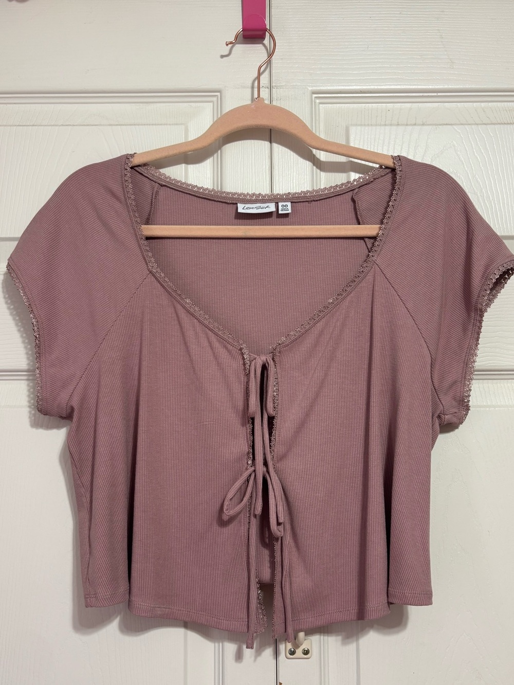 Lovesick Dusty Mauve Tie-Front Crop Top